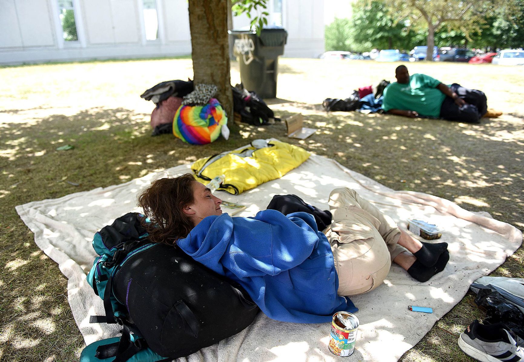 Camp at courthouse
